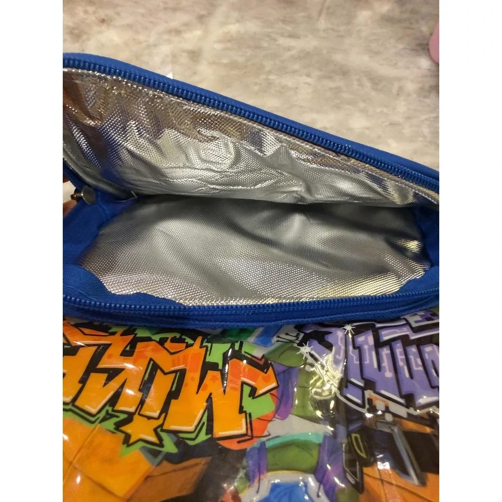 TMNT Mutant Mayhem Insulated Lunch Bag Ninja Turtles Blue Graffiti Lunch Box